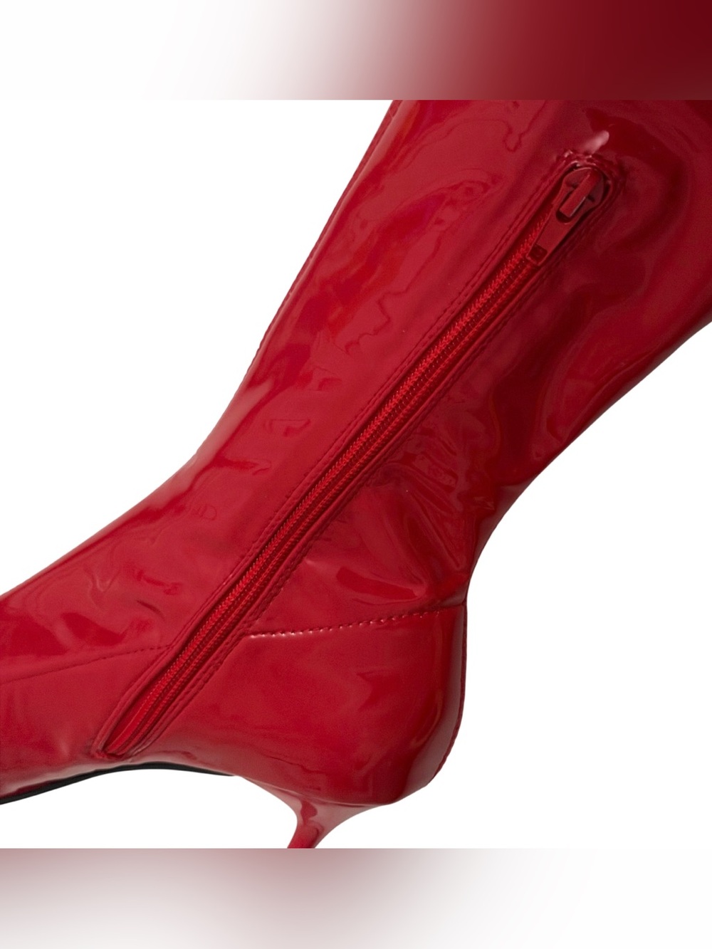 Trickz N’ Thrillz Boots 9 Heeled Stretch Red Vinyl - Picture 5 of 8